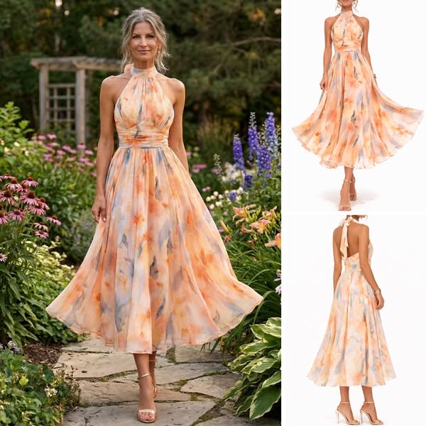 Aurora | Elegant Watercolor Print Dress
