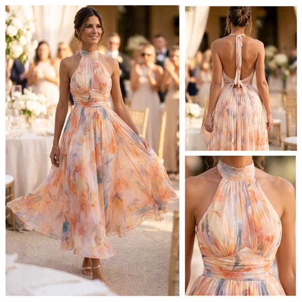 Aurora | Elegant Watercolor Print Dress