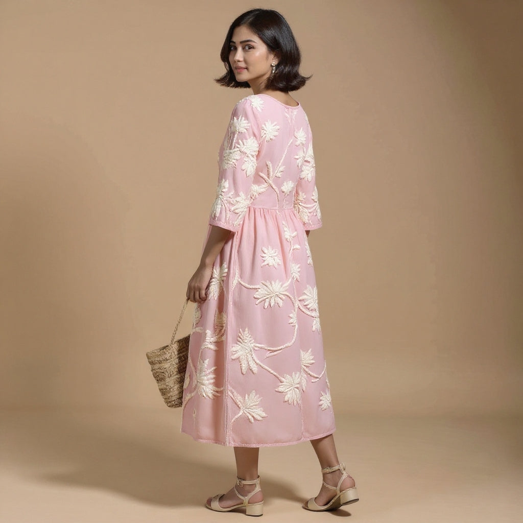 Phoebe | Plant & Flower Print Midi Dress