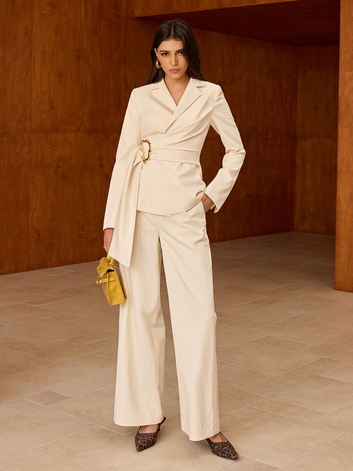 Asymmetric Belted Blazer