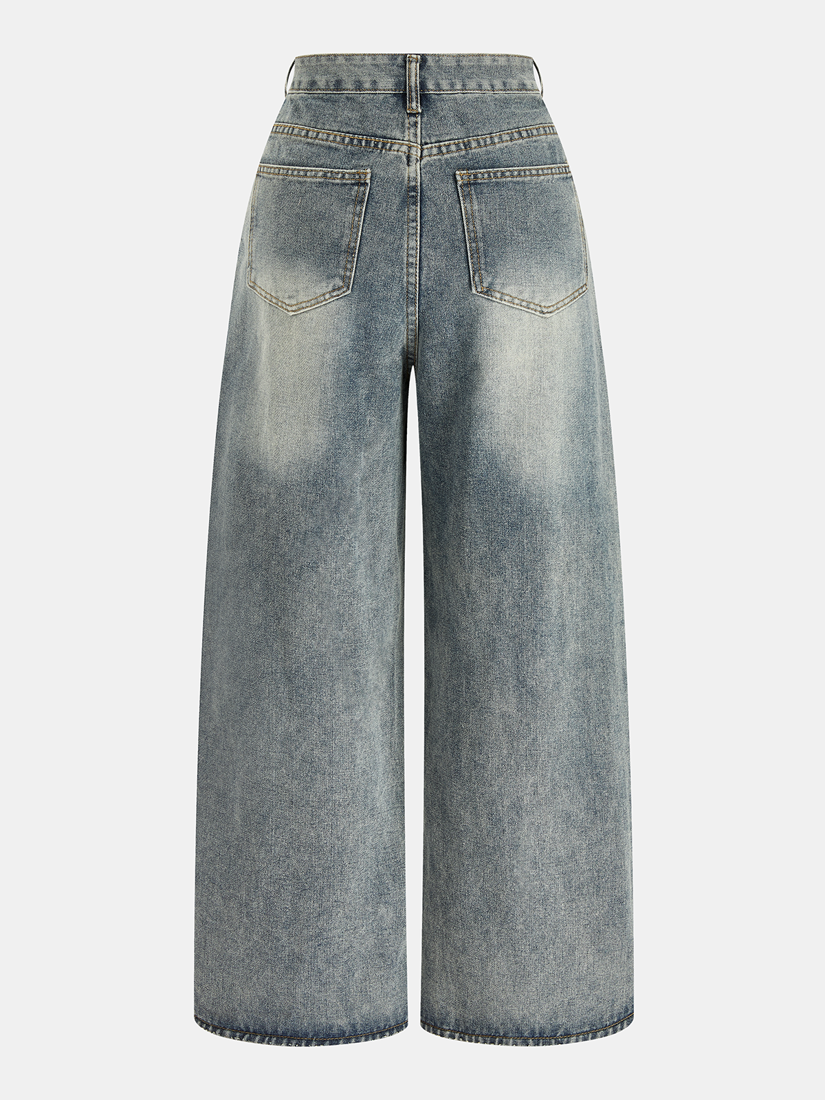 Asymmetric Button Wide Leg Jeans