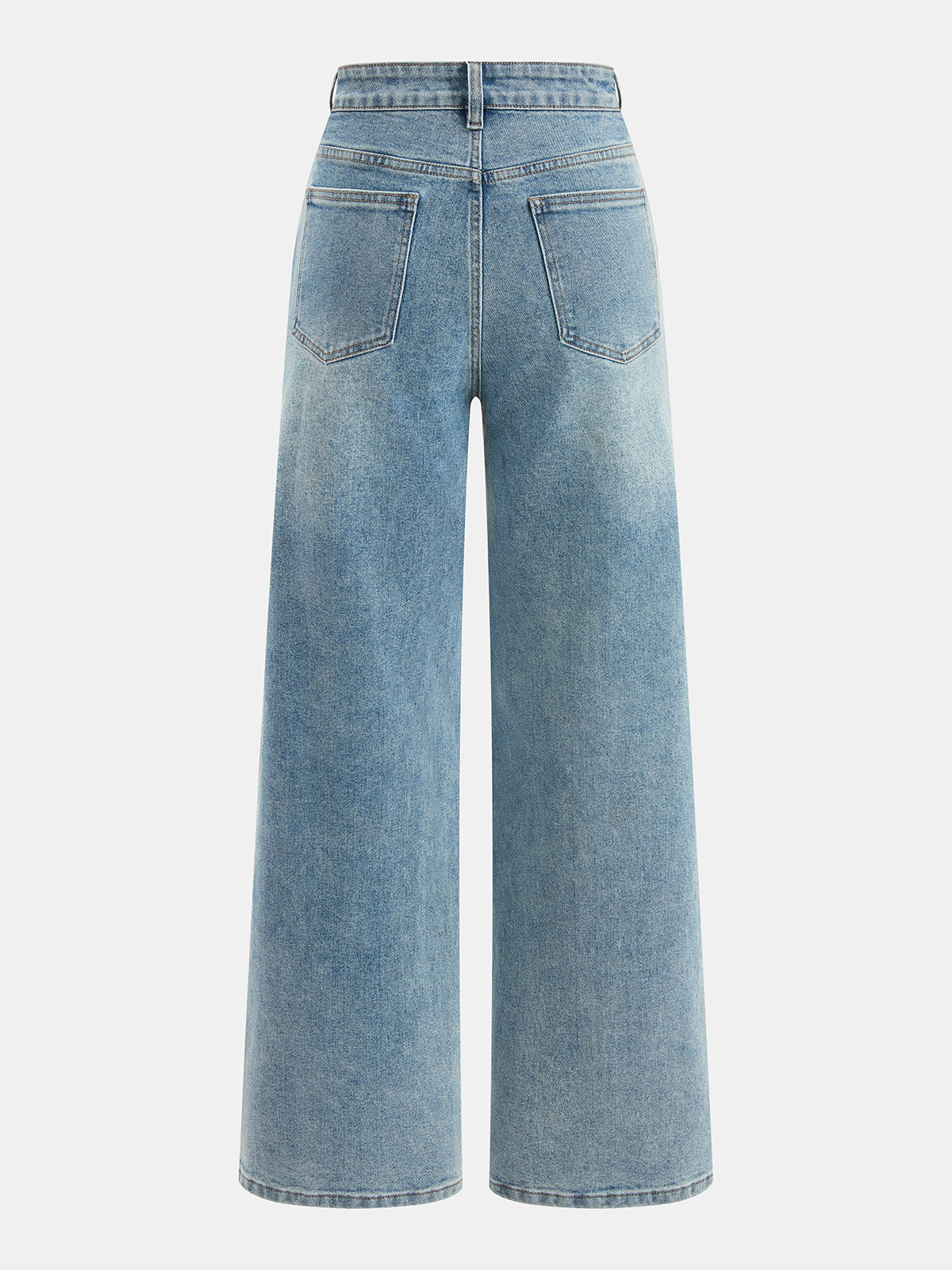 Asymmetric Mid-Waist Straight-Leg Jeans