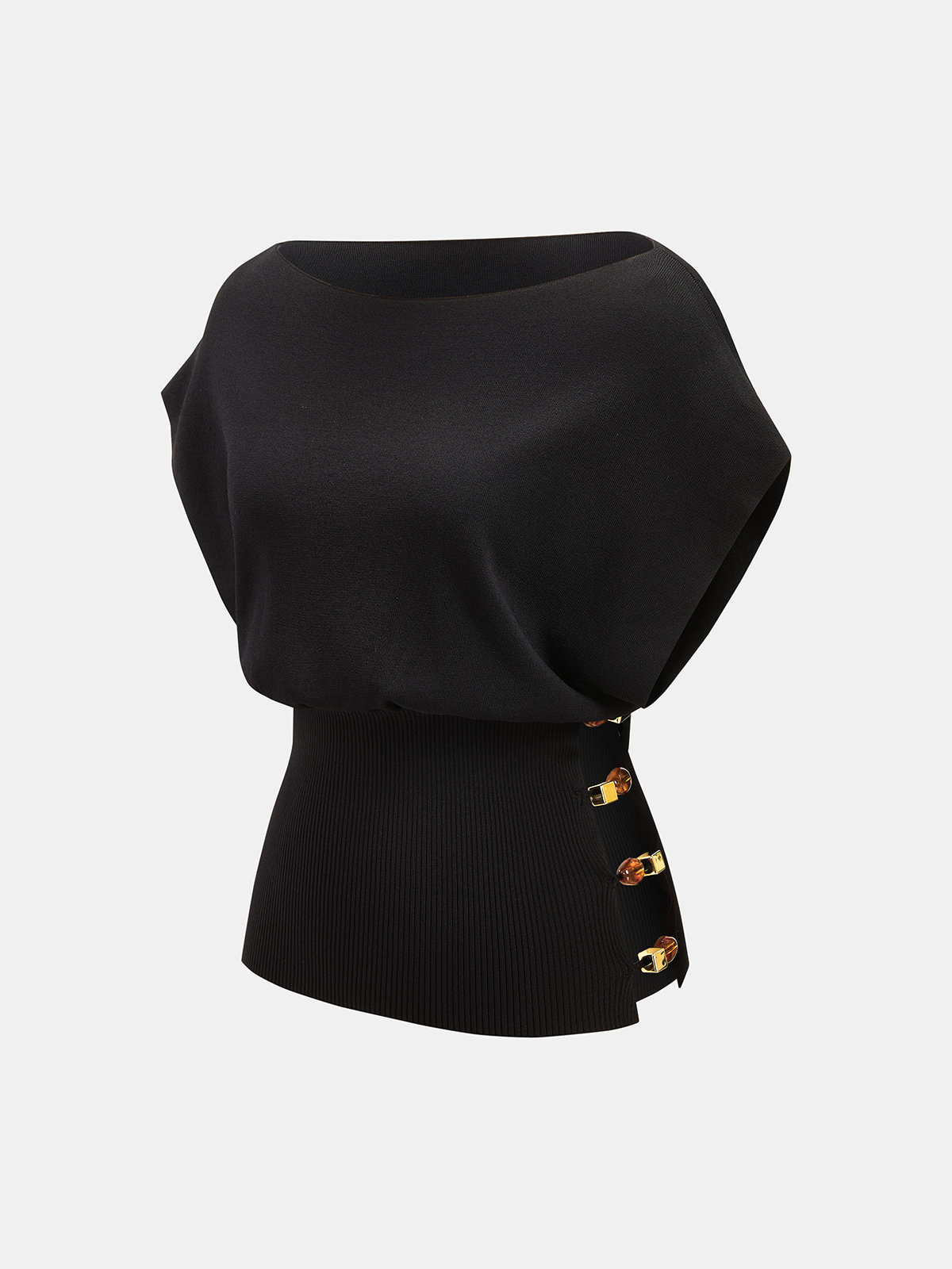 Amber Detail Cinched Waist Knit Top