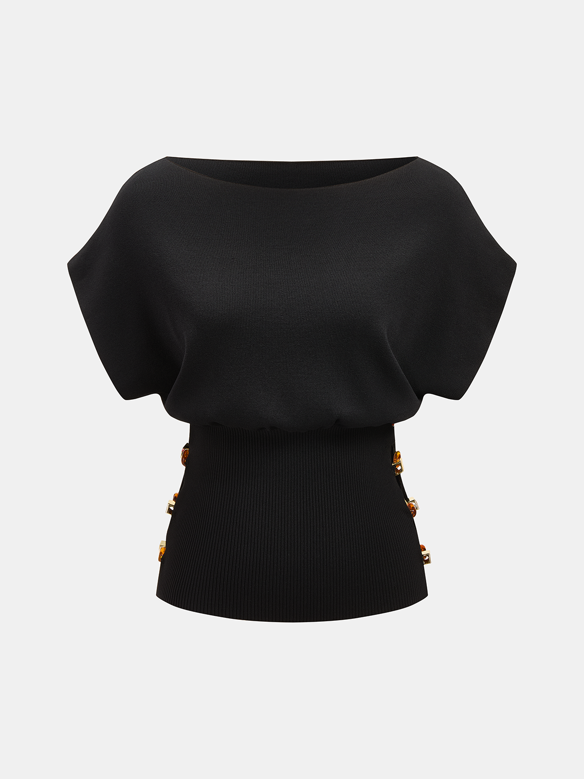 Amber Detail Cinched Waist Knit Top