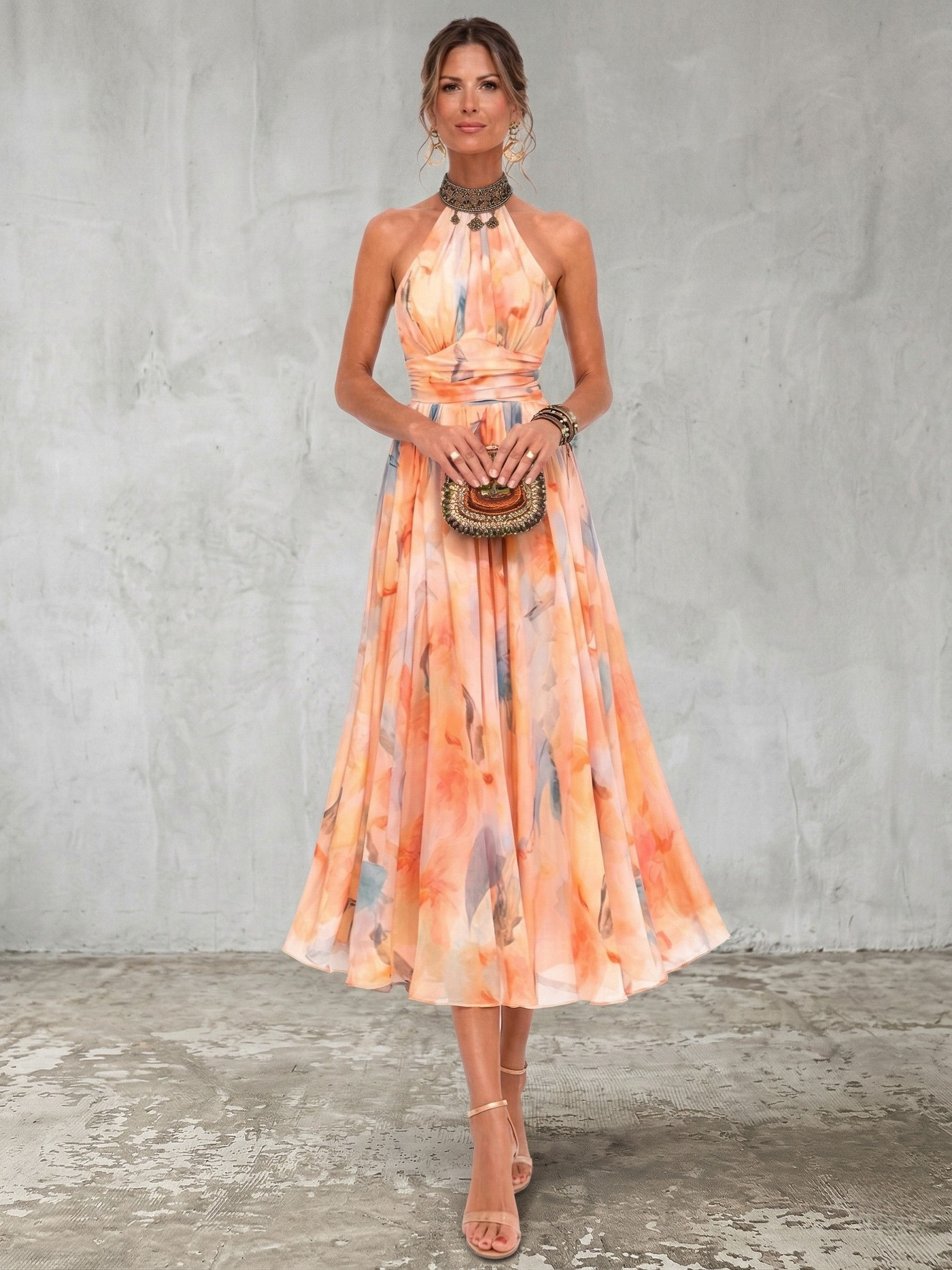 Aurora | Elegant Watercolor Print Dress