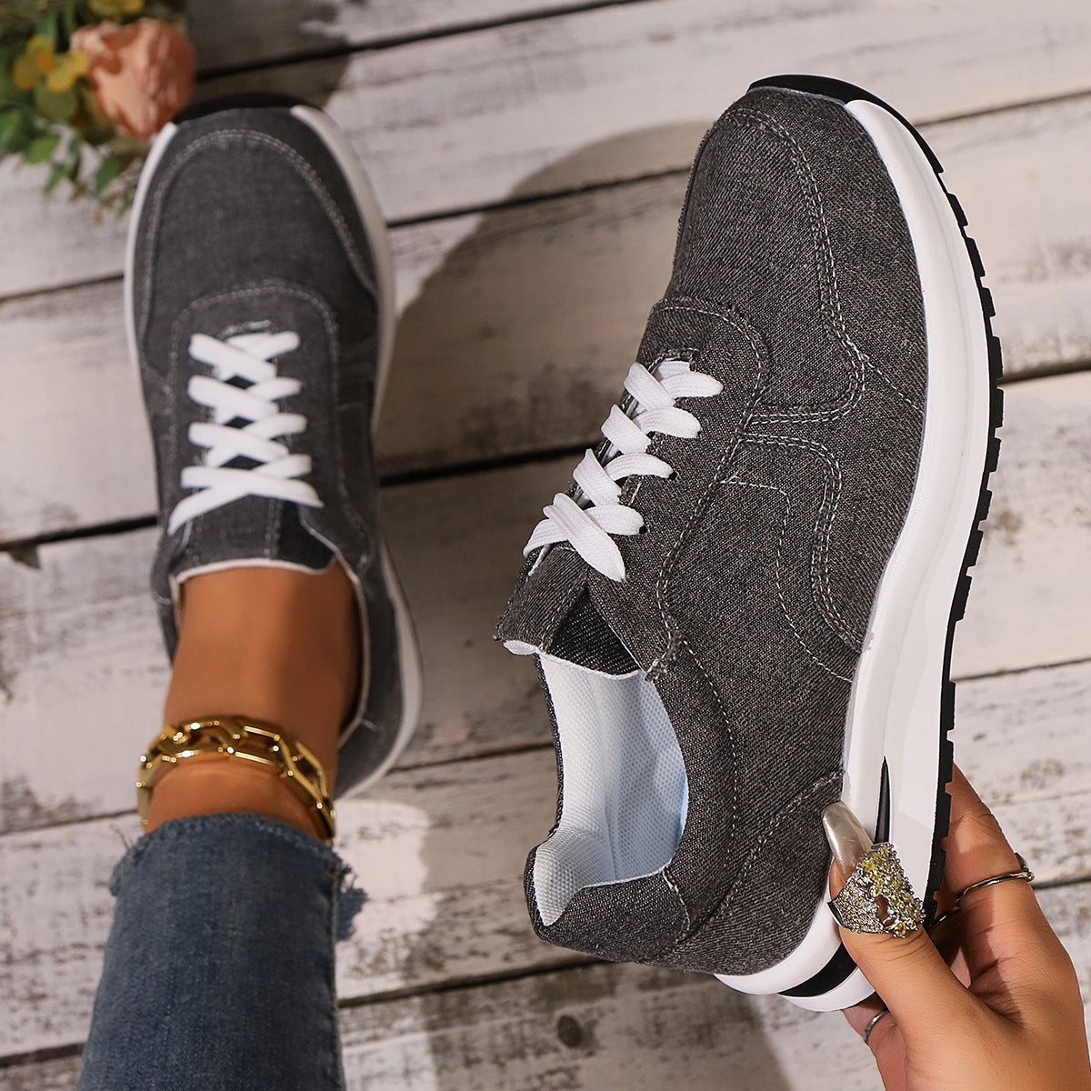 Alina | Sports Denim Shoes