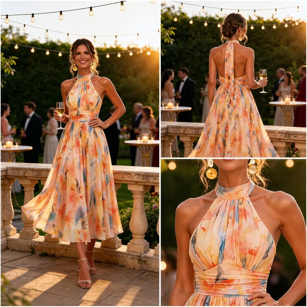 Aurora | Elegant Watercolor Print Dress