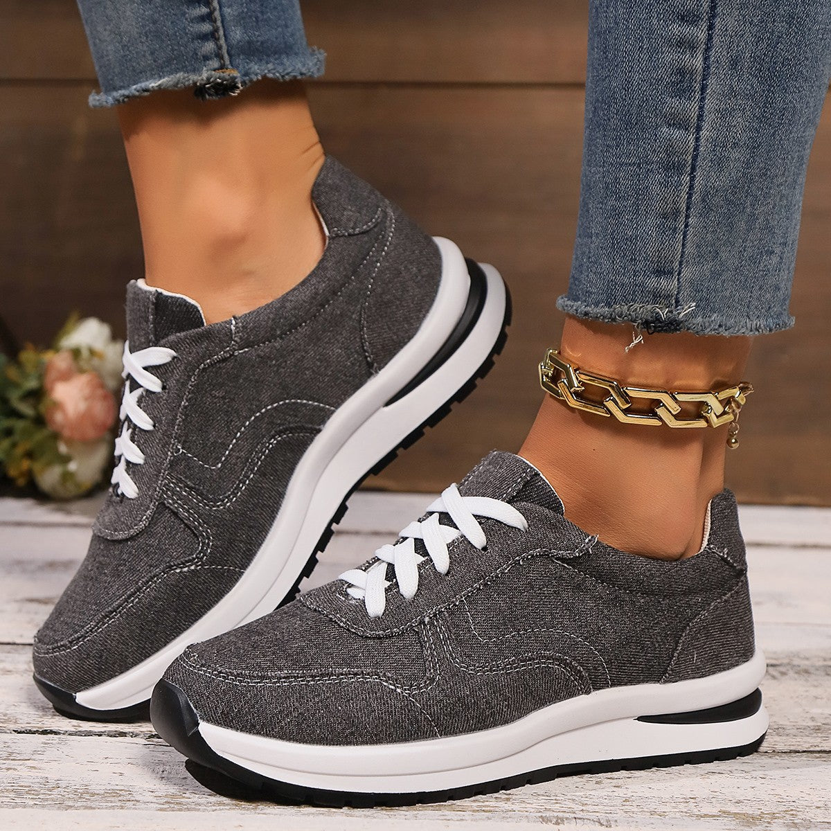 Alina | Sports Denim Shoes
