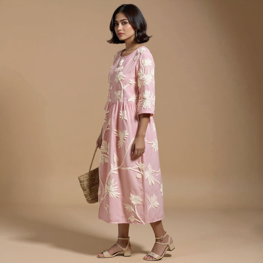 Phoebe | Plant & Flower Print Midi Dress