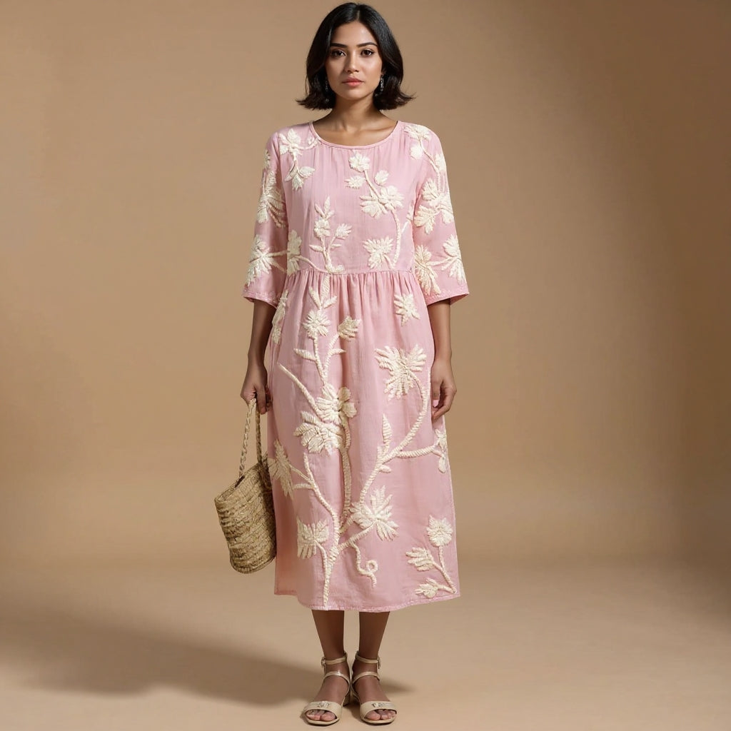Phoebe | Plant & Flower Print Midi Dress