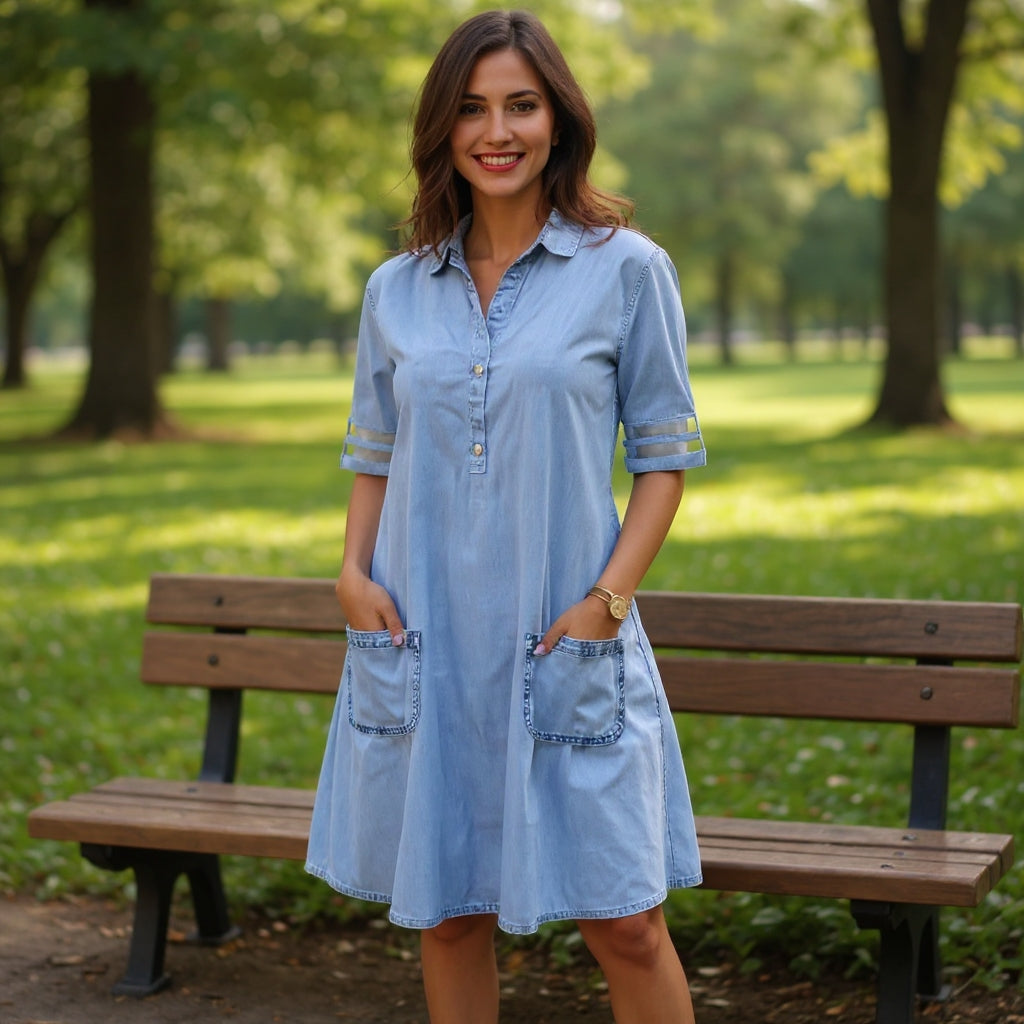 Brittany | Figure Flattering Denim Dress