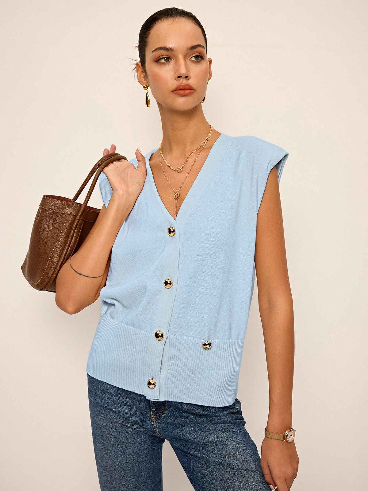 Asymmetric Two-Way Wear Knit Vest