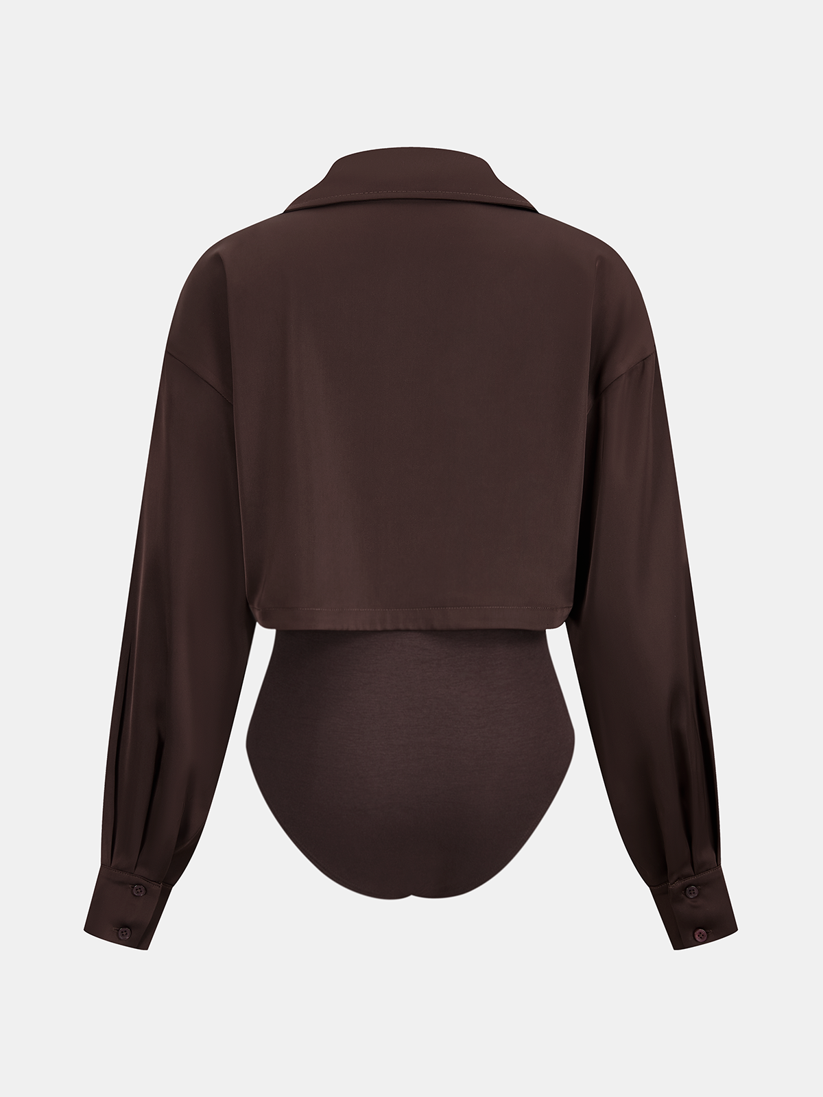 2 in 1 Satin Shirt Panel Bodysuit