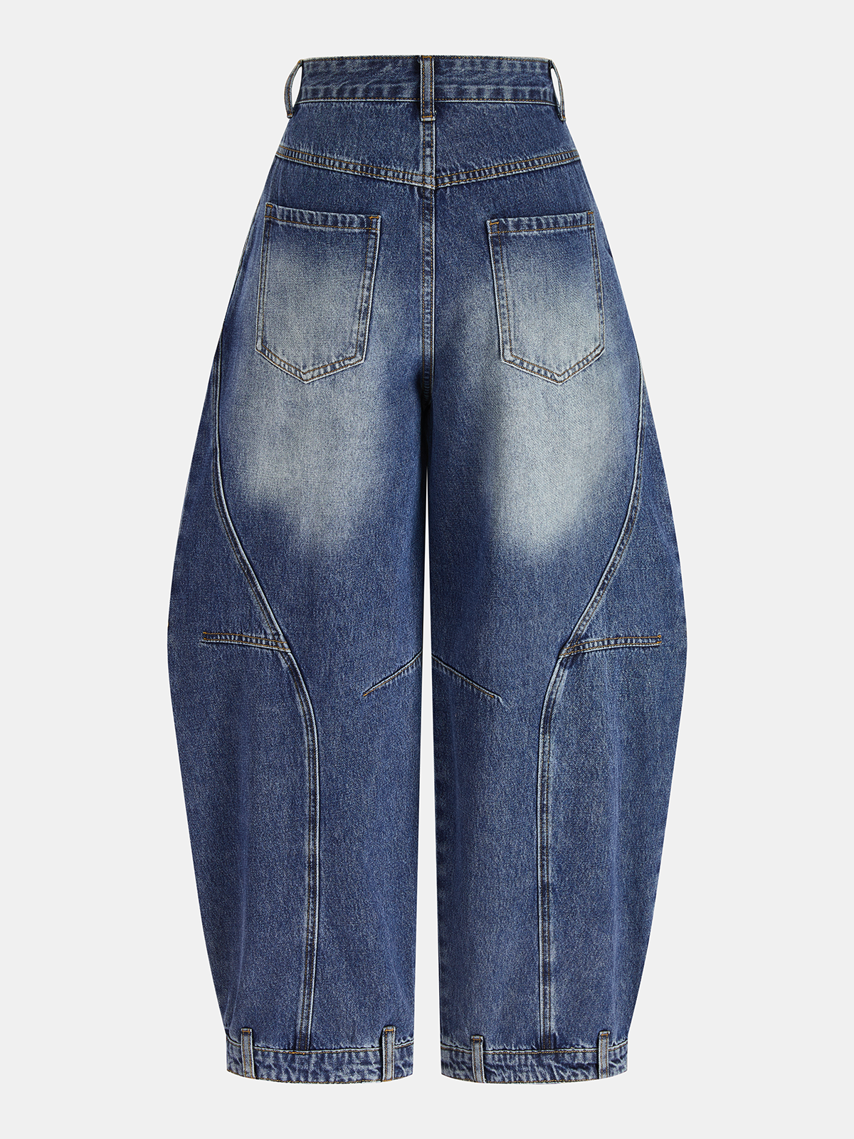 Asymmetric Waistband Mid-Waist Balloon Jeans