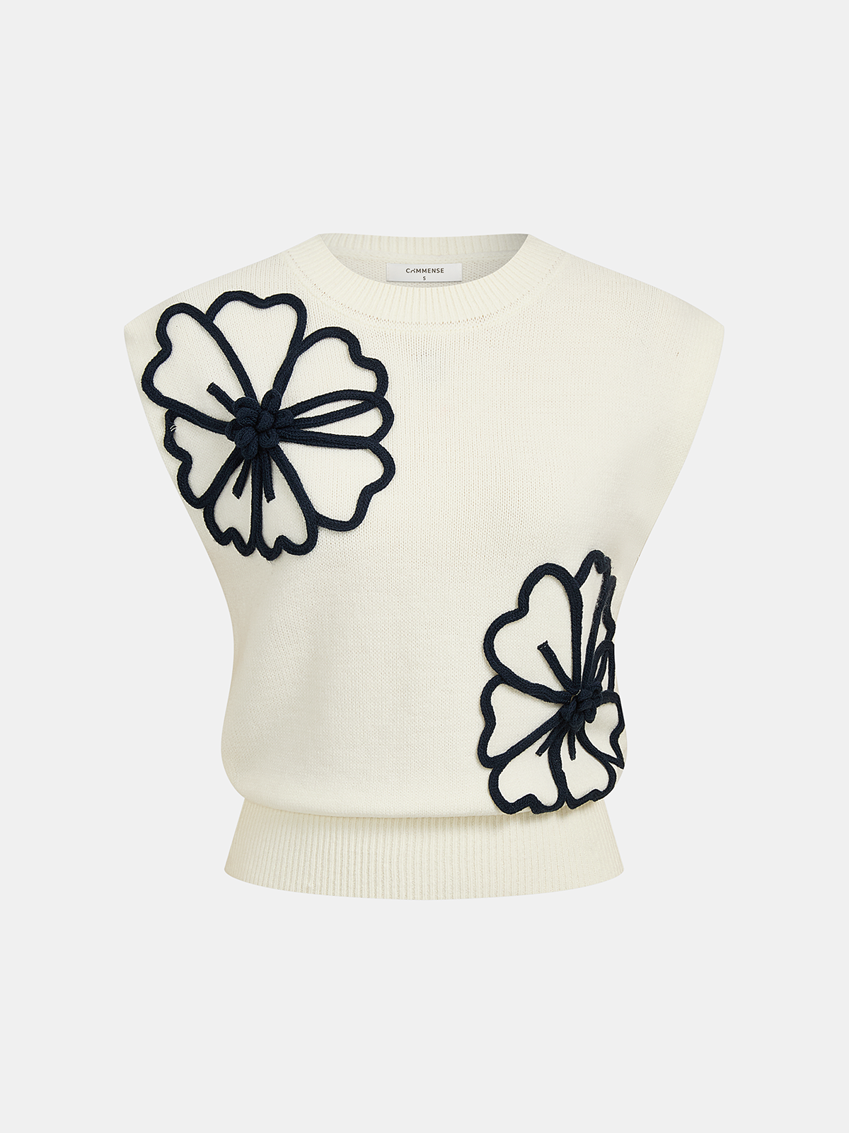 3D Floral Appliqué Knit Vest