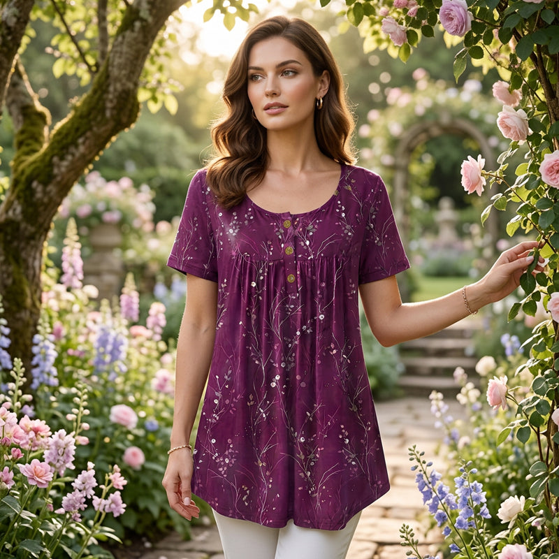 Mila | Floral Print Pleated Tunic Top