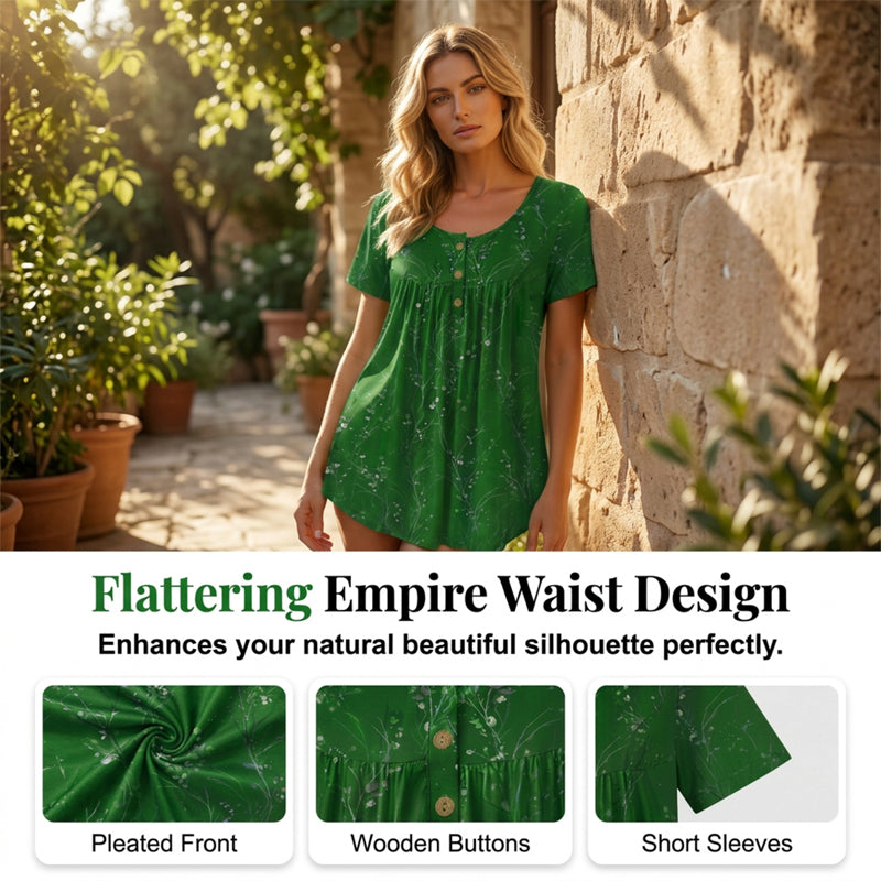 Mila | Floral Print Pleated Tunic Top